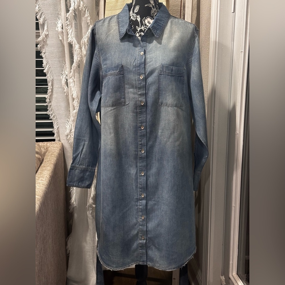 Jessica Simpson Clara Nyra Denim Shirt Dress 2X NWT Belted Midi - Picture 5 of 13